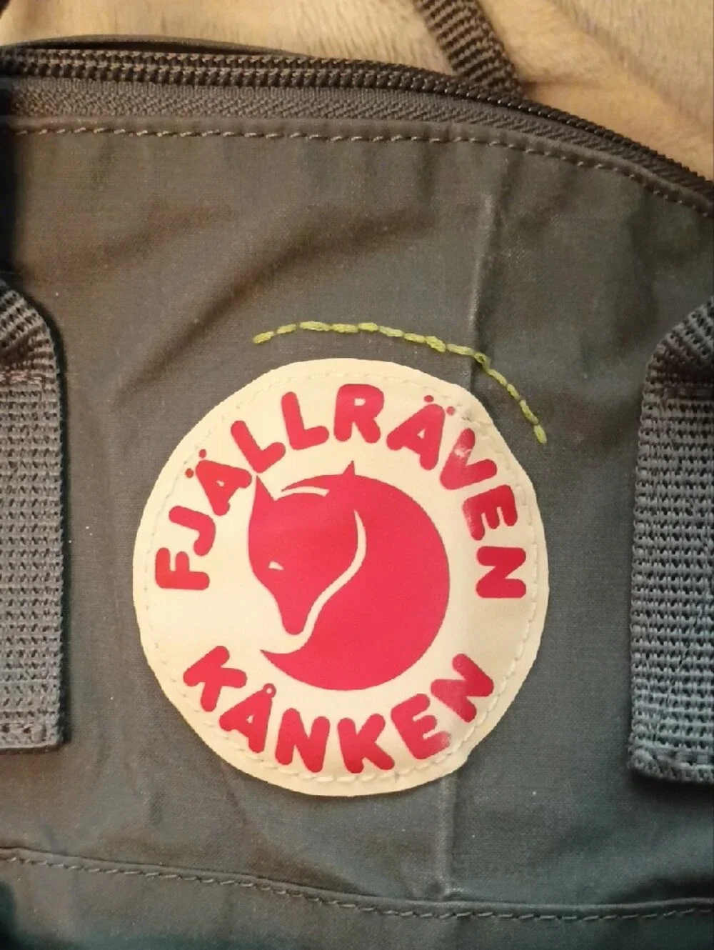 Fjallraven Kånken Mini Backpack in Dark Green with Red Logo